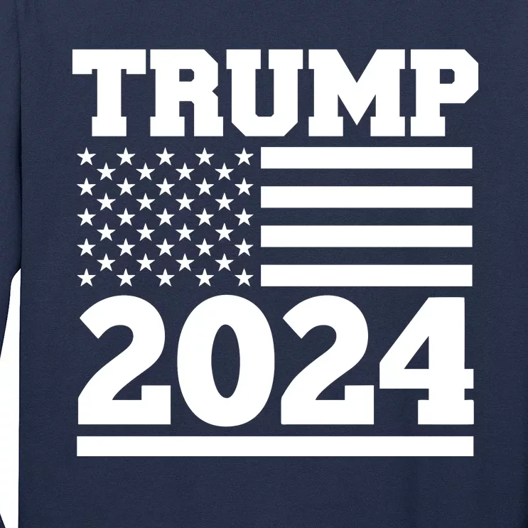 Jumbo Print Trump 2024 Usa Flag Long Sleeve Shirt