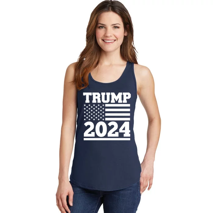 Jumbo Print Trump 2024 Usa Flag Ladies Essential Tank