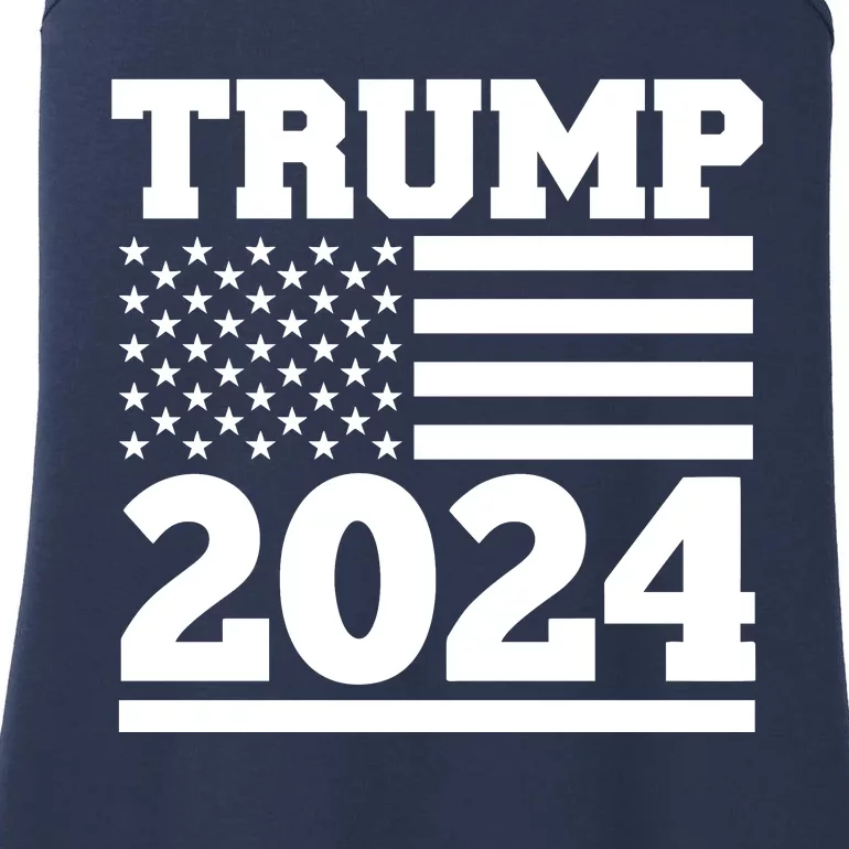 Jumbo Print Trump 2024 Usa Flag Ladies Essential Tank