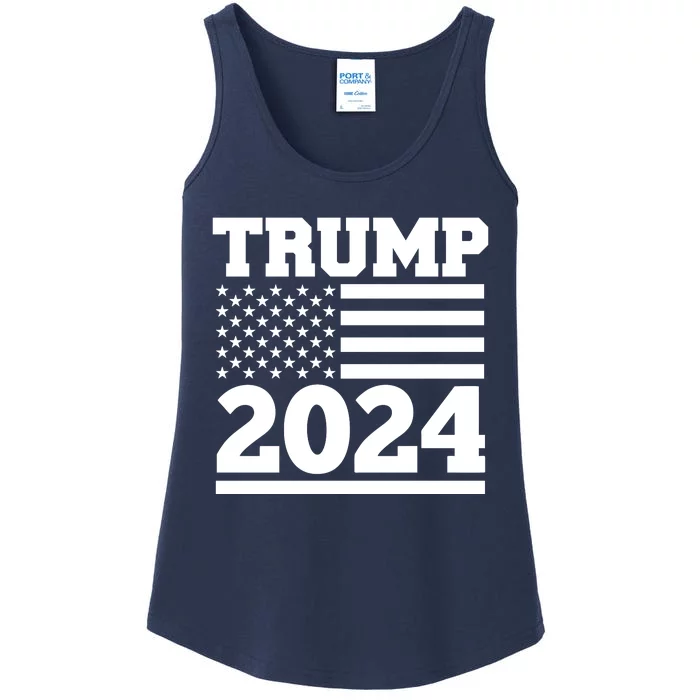 Jumbo Print Trump 2024 Usa Flag Ladies Essential Tank