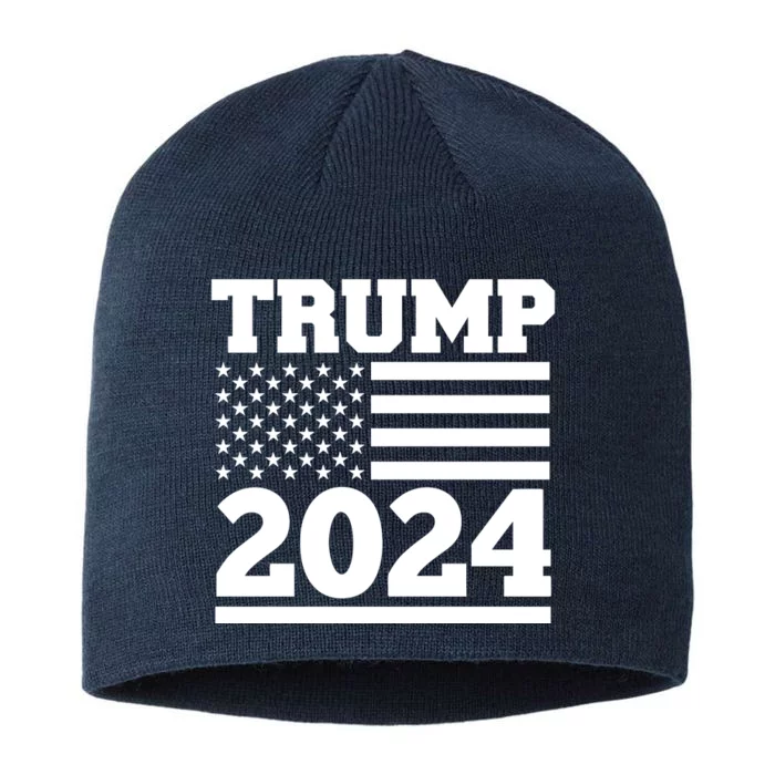 Jumbo Print Trump 2024 Usa Flag 8 1/2in Sustainable Knit Beanie