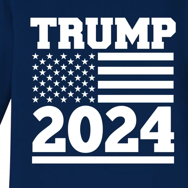 Jumbo Print Trump 2024 Usa Flag Baby Long Sleeve Bodysuit