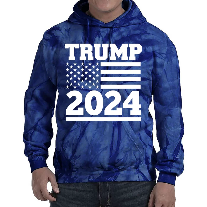 Jumbo Print Trump 2024 Usa Flag Tie Dye Hoodie