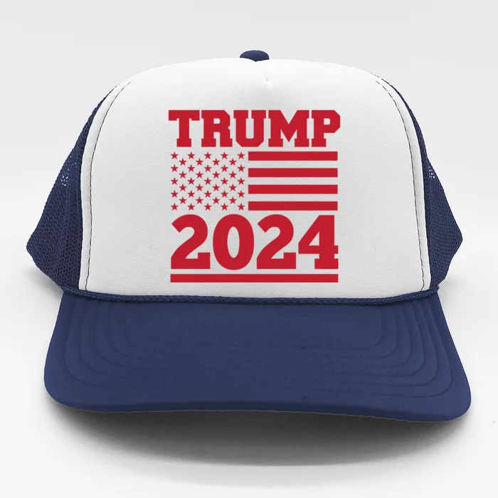 Jumbo Print Trump 2024 Usa Flag Trucker Hat