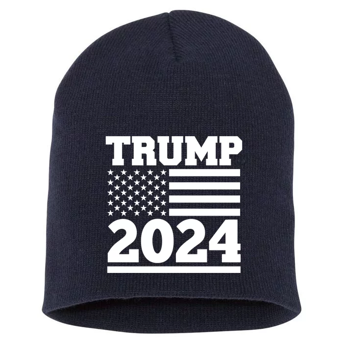 Jumbo Print Trump 2024 Usa Flag Short Acrylic Beanie