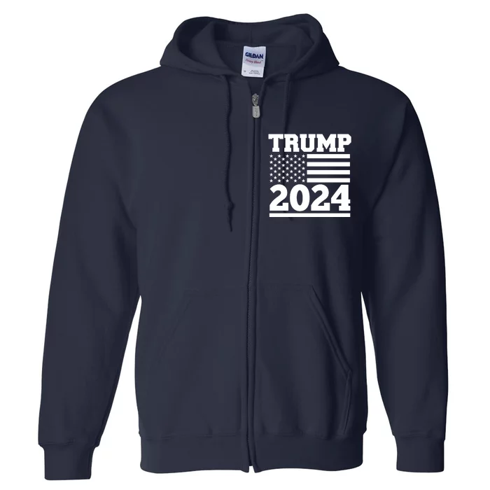 Jumbo Print Trump 2024 Usa Flag Full Zip Hoodie