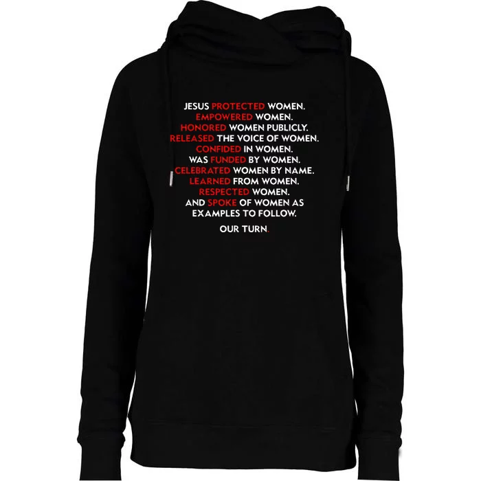 Jesus Protected Women Empowered Women Honored Women Publicly Womens Funnel Neck Pullover Hood