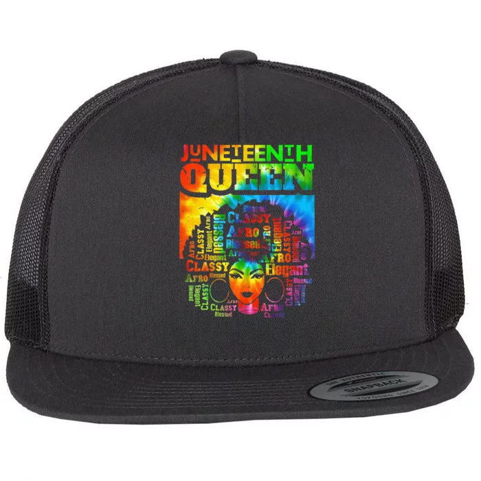 Juneteenth Queen Afro Melanin Black Magic Wo Tie Dye Flat Bill Trucker Hat