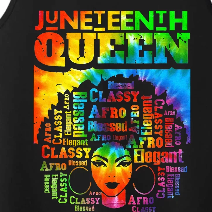 Juneteenth Queen Afro Melanin Black Girl Magic Tie Dye Performance Tank