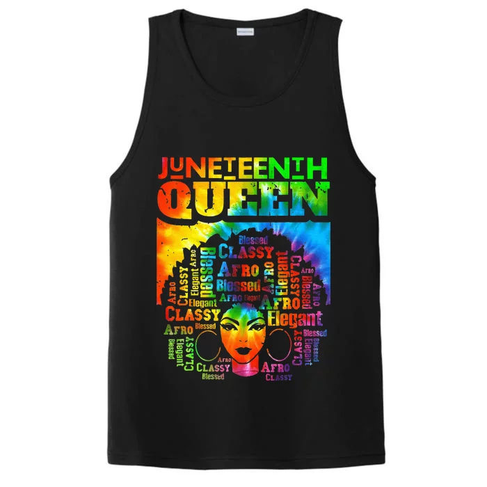 Juneteenth Queen Afro Melanin Black Girl Magic Tie Dye Performance Tank