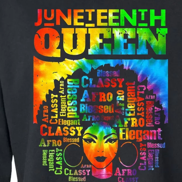 Juneteenth Queen Afro Melanin Black Girl Magic Tie Dye Cropped Pullover Crew