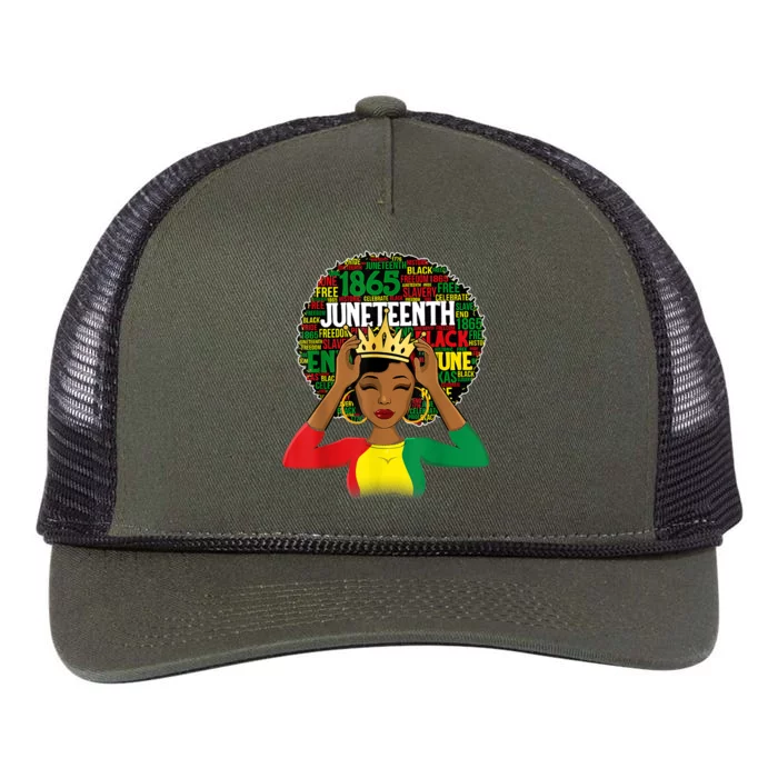 Juneteenth Queen African American Black Afro Retro Rope Trucker Hat Cap