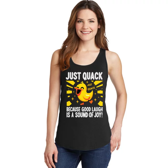 Just Quack A Cute Duck's Joyful Laugh & Happy Vibes Ladies Essential Tank