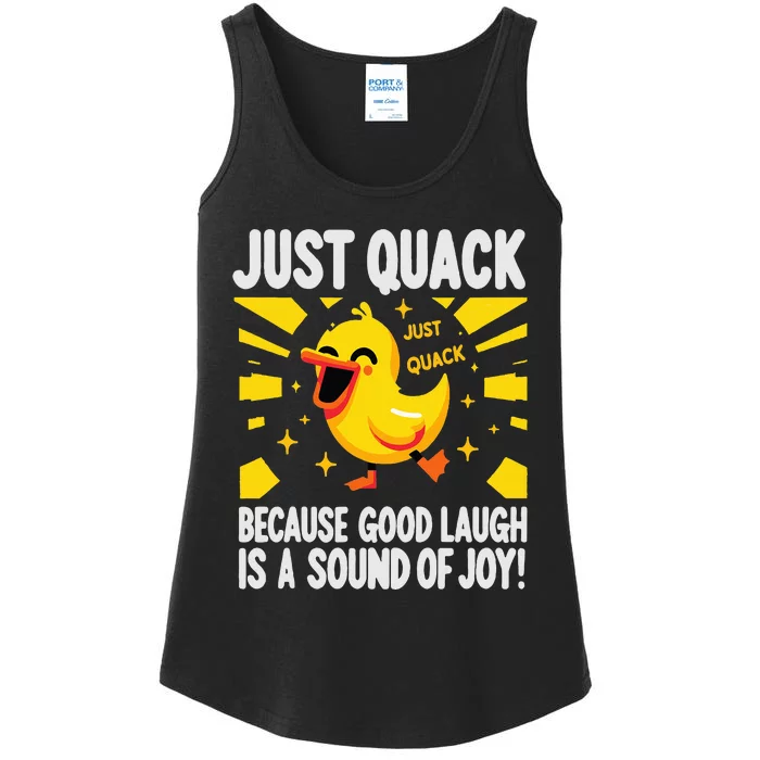 Just Quack A Cute Duck's Joyful Laugh & Happy Vibes Ladies Essential Tank