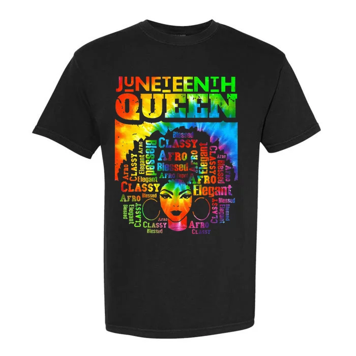 Juneteenth Queen Afro Melanin Black Girl Magic Women Garment-Dyed Heavyweight T-Shirt