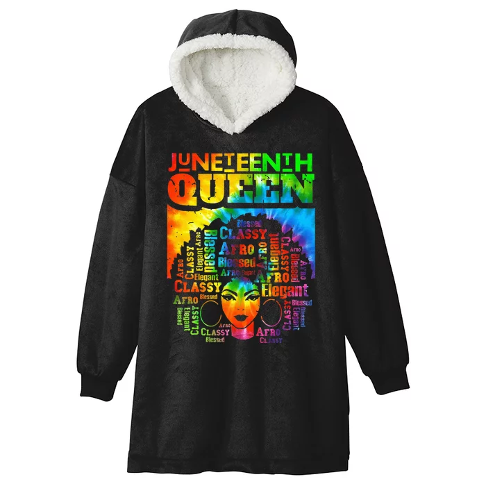 Juneteenth Queen Afro Melanin Black Girl Magic Women Hooded Wearable Blanket