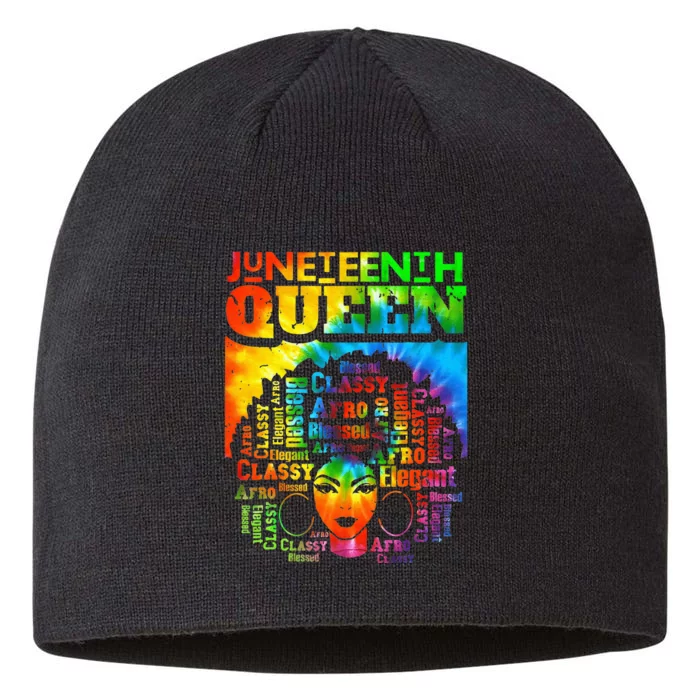 Juneteenth Queen Afro Melanin Black Girl Magic Women 8 1/2in Sustainable Knit Beanie