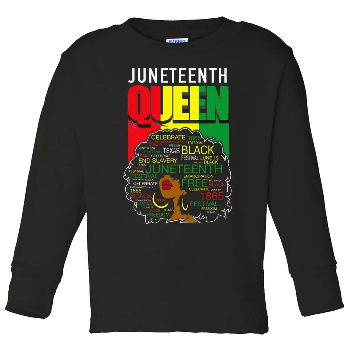 Juneteenth Queen Afro Melanin Black Magic Toddler Long Sleeve Shirt