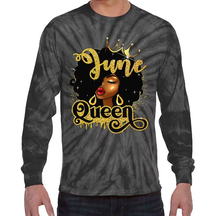 June Queen Birthday Afro African American Wo Tie-Dye Long Sleeve Shirt