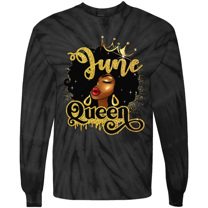 June Queen Birthday Afro African American Wo Tie-Dye Long Sleeve Shirt