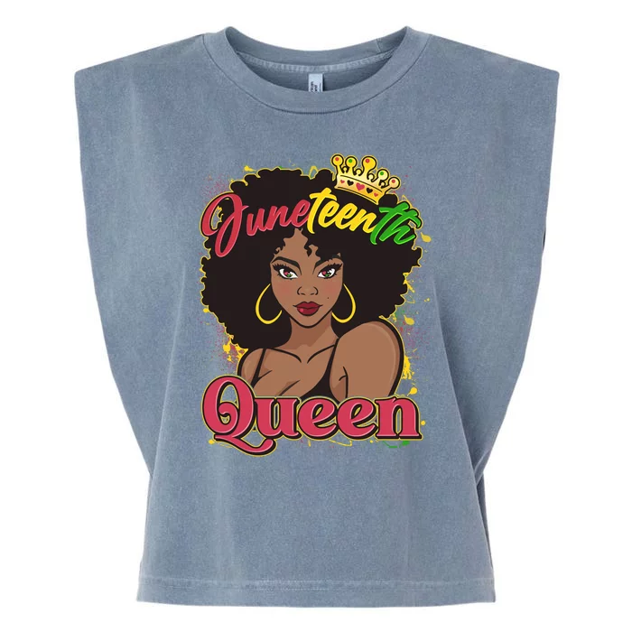 Juneteenth Queen Black African American Woman Afro Garment-Dyed Women's Muscle Tee