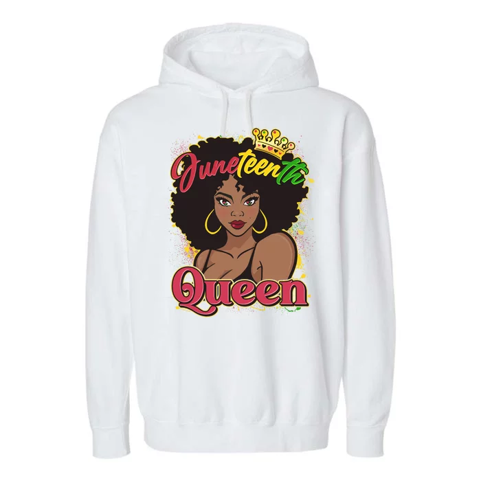 Juneteenth Queen Black African American Woman Afro Garment-Dyed Fleece Hoodie