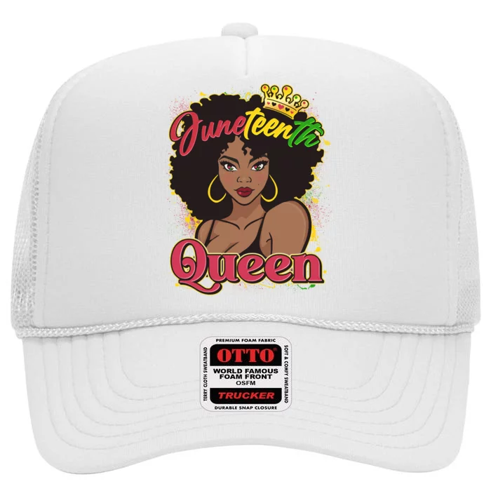 Juneteenth Queen Black African American Woman Afro High Crown Mesh Trucker Hat