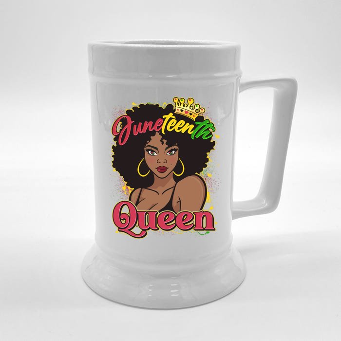 Juneteenth Queen Black African American Woman Afro Front & Back Beer Stein