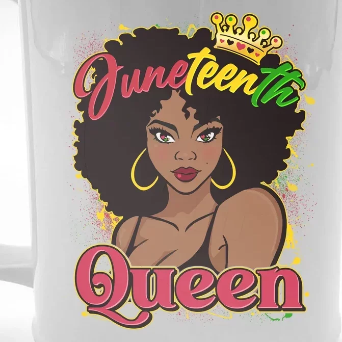 Juneteenth Queen Black African American Woman Afro Front & Back Beer Stein