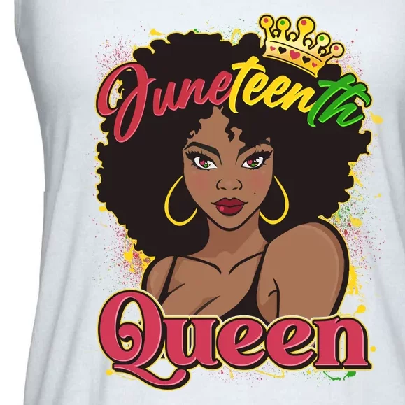 Juneteenth Queen Black African American Woman Afro Ladies Essential Flowy Tank