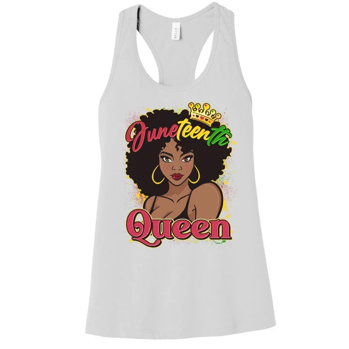 Juneteenth Queen Black African American Woman Afro Women's Racerback Tank