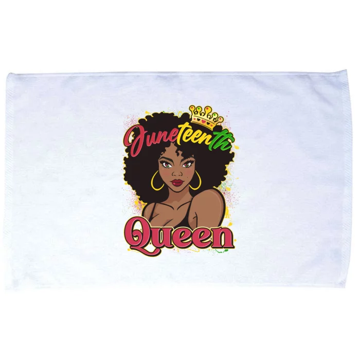 Juneteenth Queen Black African American Woman Afro Microfiber Hand Towel