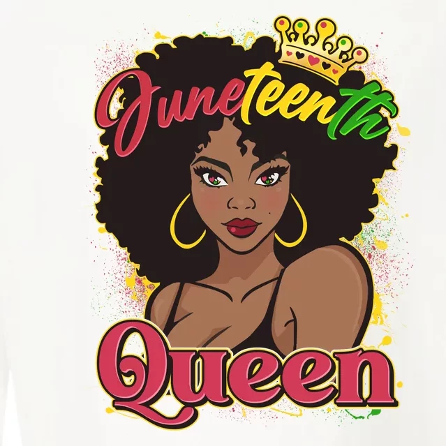 Juneteenth Queen Black African American Woman Afro Cropped Pullover Crew