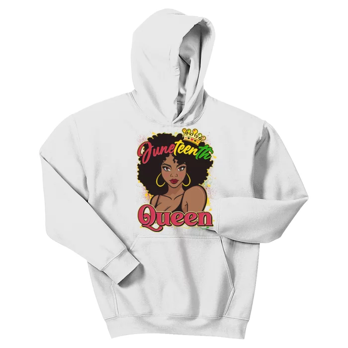 Juneteenth Queen Black African American Woman Afro Kids Hoodie