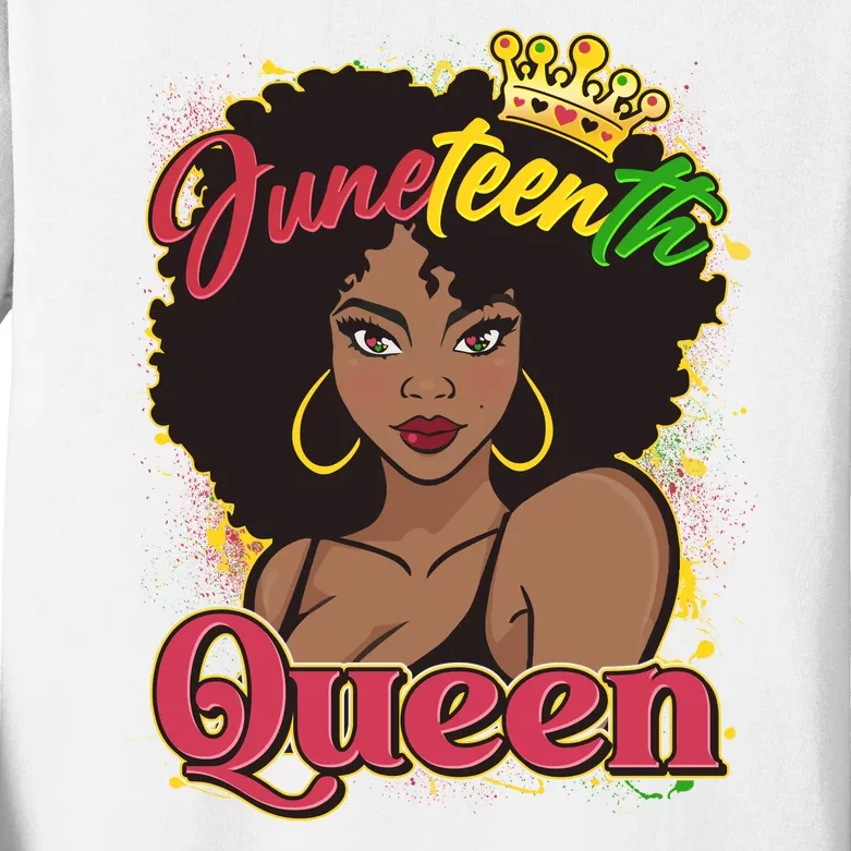 Juneteenth Queen Black African American Woman Afro Kids Long Sleeve Shirt