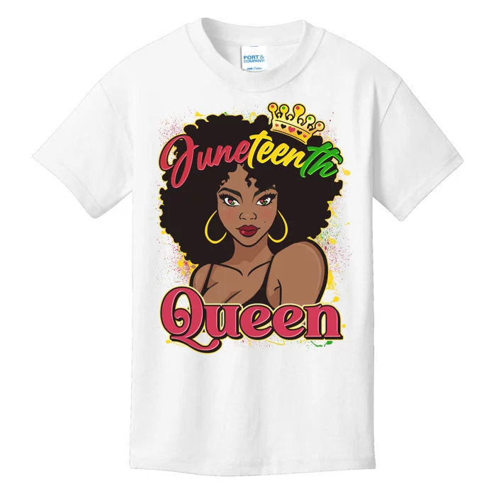 Juneteenth Queen Black African American Woman Afro Kids T-Shirt