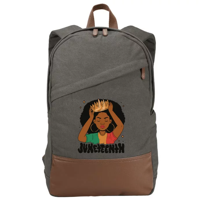 Juneteenth Queen Female Cotton Canvas Backpack