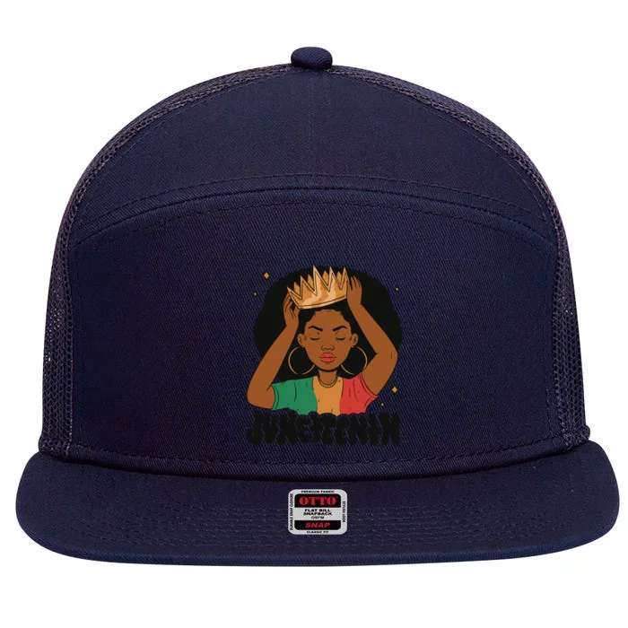 Juneteenth Queen Female 7 Panel Mesh Trucker Snapback Hat