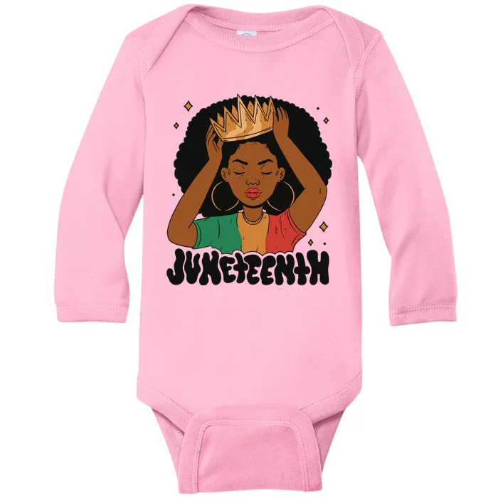 Juneteenth Queen Female Baby Long Sleeve Bodysuit