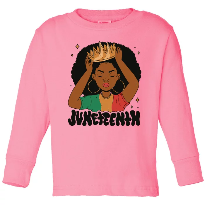 Juneteenth Queen Female Toddler Long Sleeve Shirt