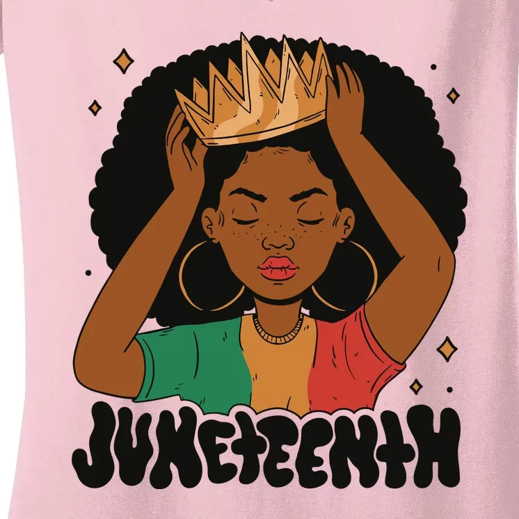 Juneteenth Queen Female Women's V-Neck T-Shirt