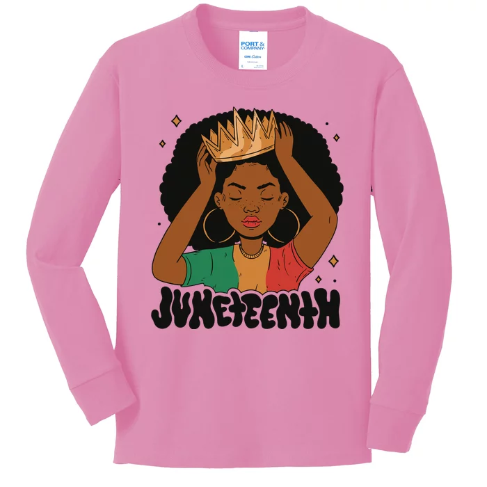 Juneteenth Queen Female Kids Long Sleeve Shirt