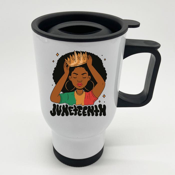 Juneteenth Queen Female Front & Back Stainless Steel Travel Mug