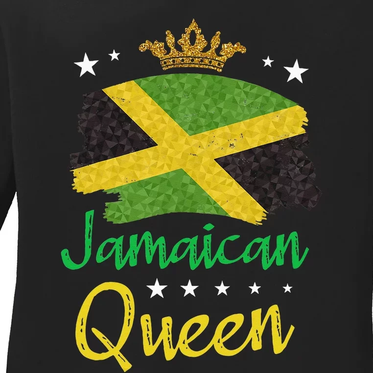 Jamaican Queen for a National Flag Design Jamaica Ladies Long Sleeve Shirt