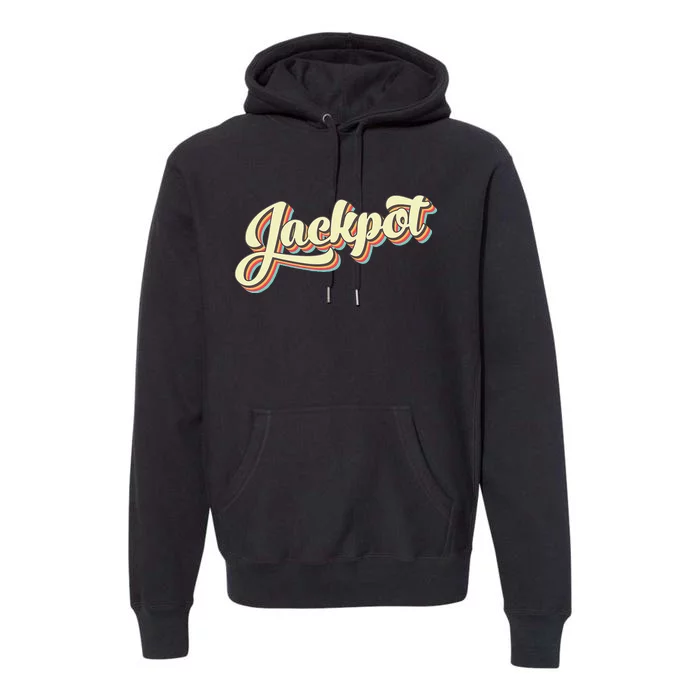 Jackpot Retro Art Baseball Font Vintage Premium Hoodie