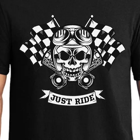 Just Ride Biker Motorcycle Pistons Skull Classic Pajama Set