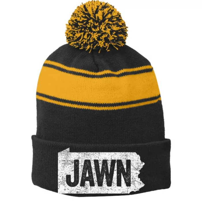 Jawn Retro Boy Girl Philadelphia Slang Stripe Pom Pom Beanie