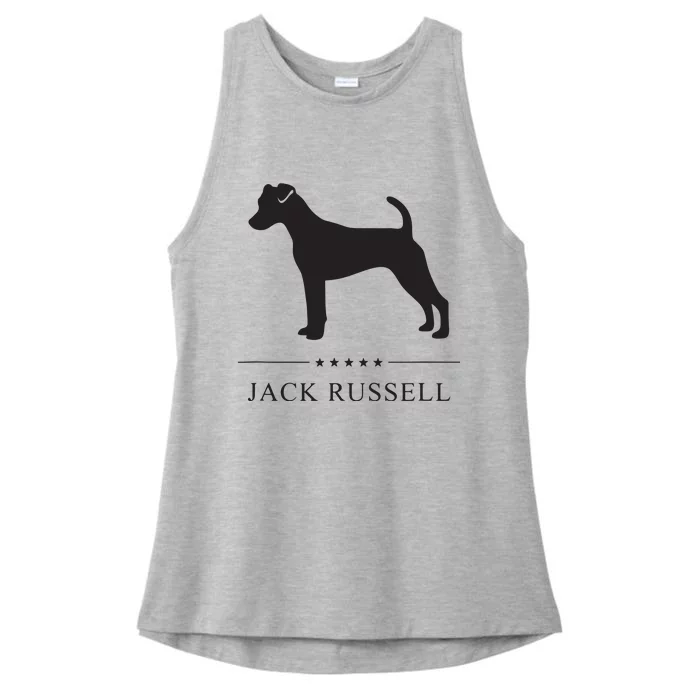 Jack Russell Black Silhouette Ladies Tri-Blend Wicking Tank