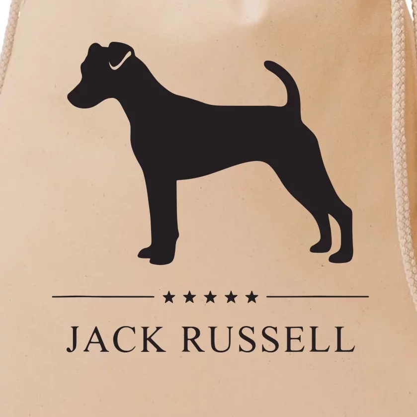 Jack Russell Black Silhouette Drawstring Bag