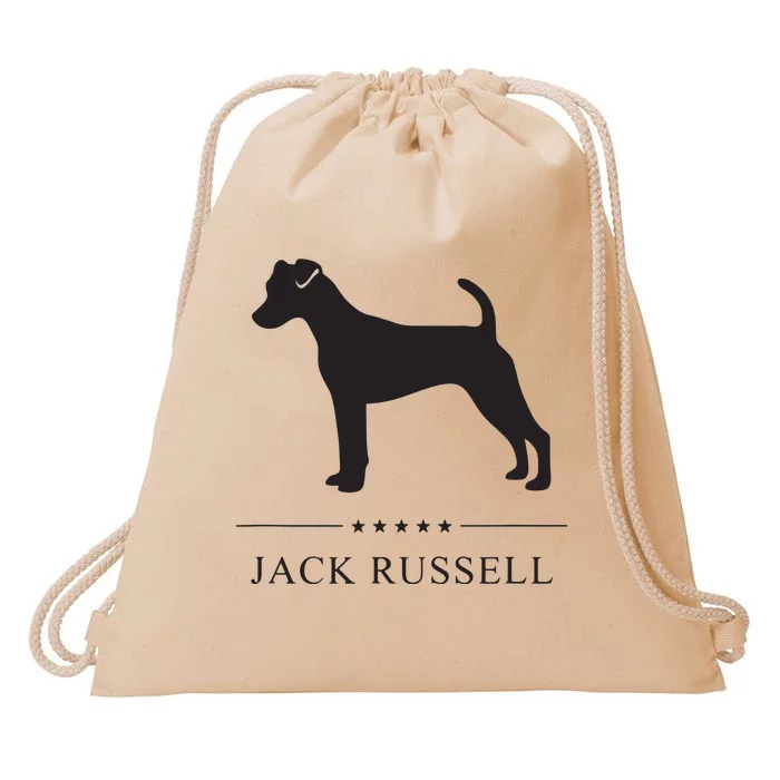 Jack Russell Black Silhouette Drawstring Bag